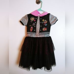 LOL Surprise Tutu hoodie Dress Black Gray Pink Size 6/6x